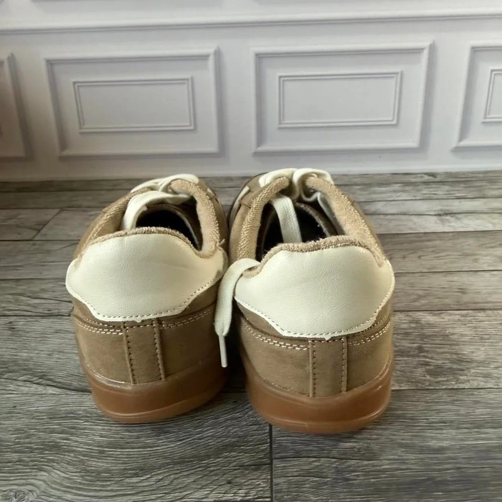 Madden Girl size 8.5 tan & brown sneakers with white detail